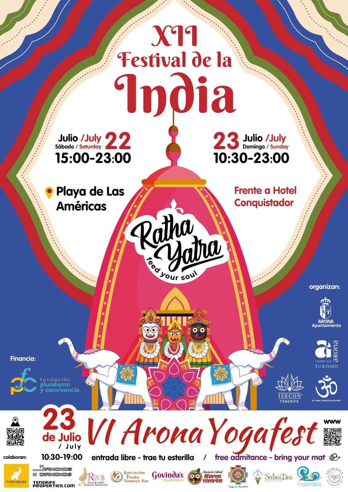 Program of Ratha Yatra Festival in Playa de Las Américas on July 22 & 23, 2023